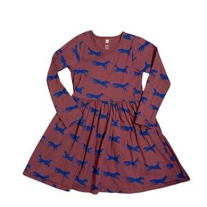Tea Collection Longsleeve Wrap Front Dress with Fox Print Size 8